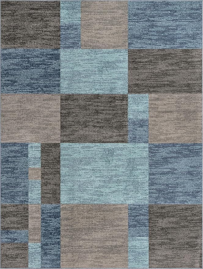 Unique Loom Autumn Collection Area Rug - Providence (10' x 13' Rectangle, Blue Gray/ Light Brown)