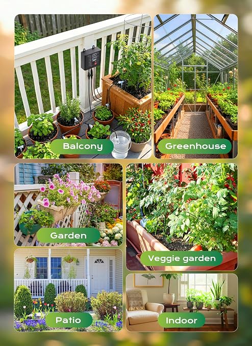 Solar Drip Irrigation System with USB Charging, 49FT Plant Watering Devices for 15 Potted Plants, Automatic Watering System IP44 Waterproof 2200mAh for Garden Farm Greenhouse(Black)