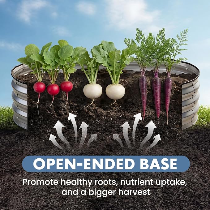 DUMOS Galvanized Raised Garden Bed, 4x2x1ft Outdoor Metal Planter Box, Heavy-Duty Planter Raised Bed for Vegetables Herbs Flowers, Oval Rustproof Flower Beds for Backyard Patio, Open Bottom