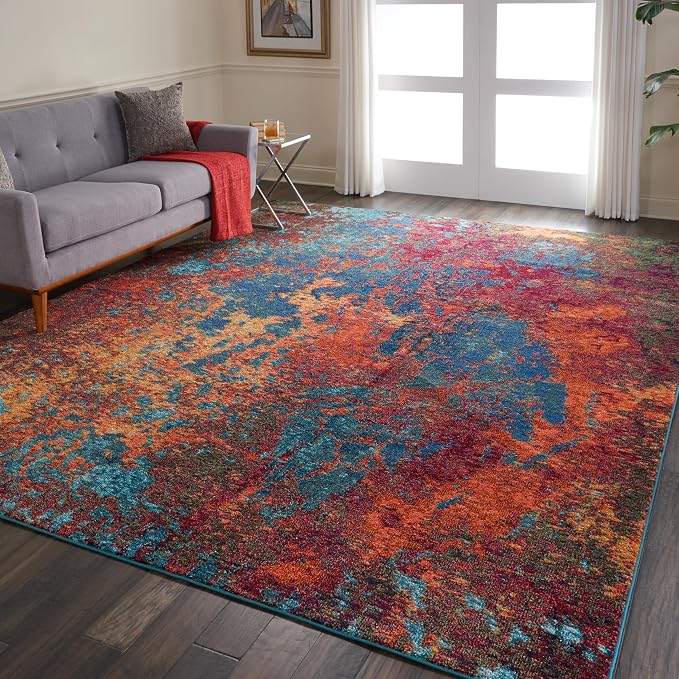 Nourison Home Celestial Atlantic 9' x 12' Area Rug - Easy Clean, Non Shedding, Bed Room, Living Room, Dining Room, Kitchen (9' x 12')