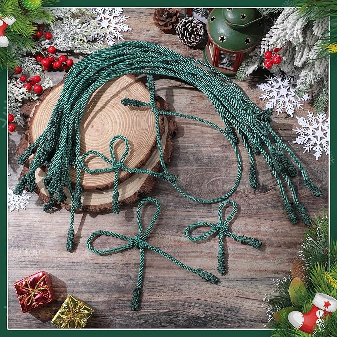 Zhengmy 12 Pcs Christmas Garland Ties Extra Long 30'' 25'' 20'' Green Decorative Twist Tie for Banister Reusable Flexible Twist Tie for Garland Stairway Railing Home Xmas Holiday Decor