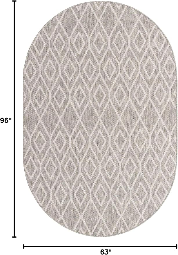 Jill Zarin Outdoor Collection Area Rug - Turks and Caicos (5' 3" x 8' Oval Gray Cream/Cream)