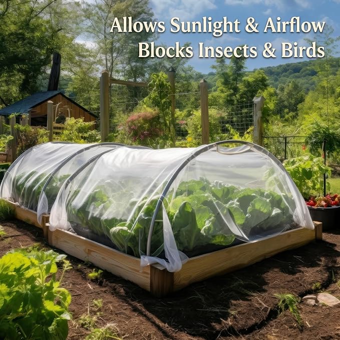 Garden Netting for Bird, Insect and Bug Cover 10x10FT 2 Pack| Multiple Size White Mesh Fabric Mosquito Net for Fruit & Vegetable Protection | Agricultural Strawberry, BlackBerry & Berry Plant Barrier