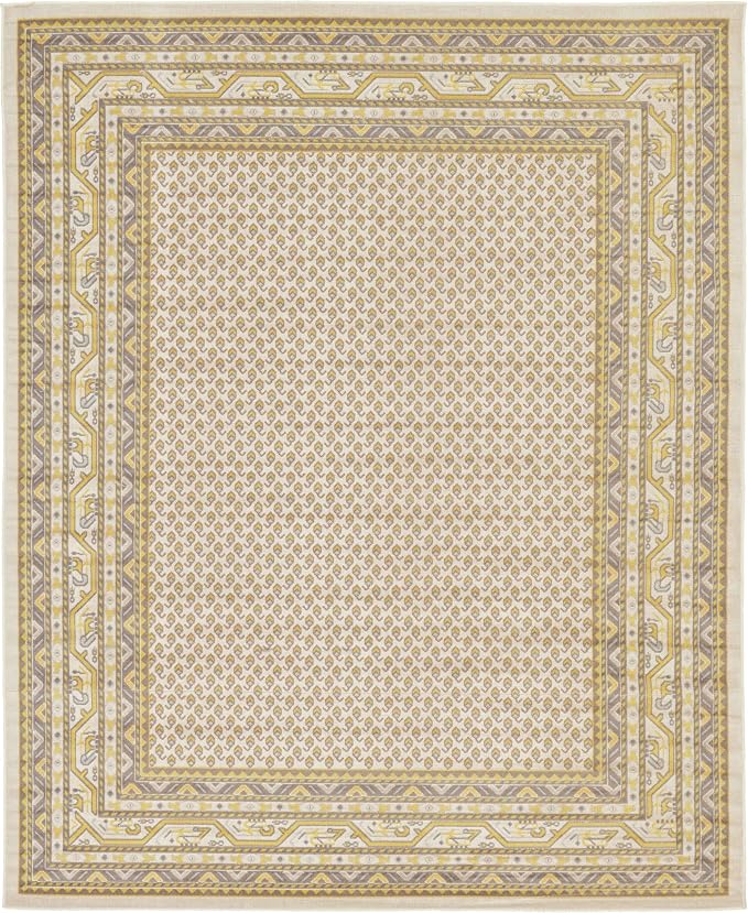 Unique Loom Williamsburg Collection Traditional Border with Dotted Center Area Rug, Rectangular 8' 0" x 10' 0", Beige/Yellow