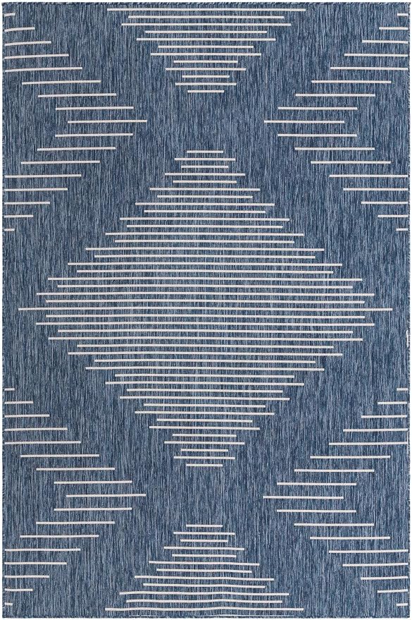 Unique Loom Outdoor Modern Collection Area Rug - Tambor (6' 1" x 9' Rectangle, Blue/ Ivory)