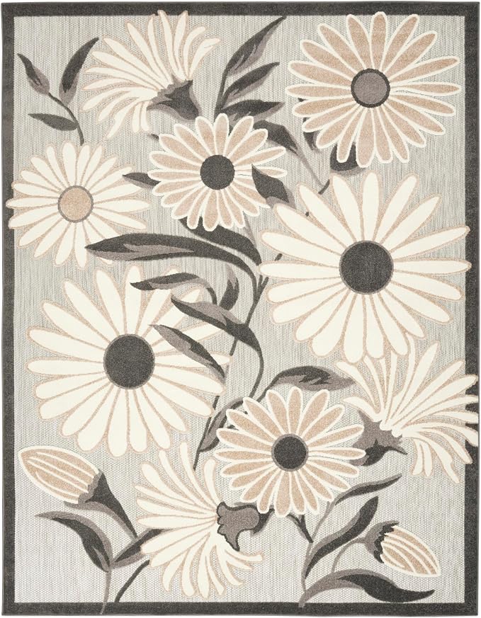 Nourison Home Aloha Beige 9' x 12' Area Rug - Easy Clean, Non Shedding, Bed Room, Living Room, Dining Room, Kitchen (9' x 12')