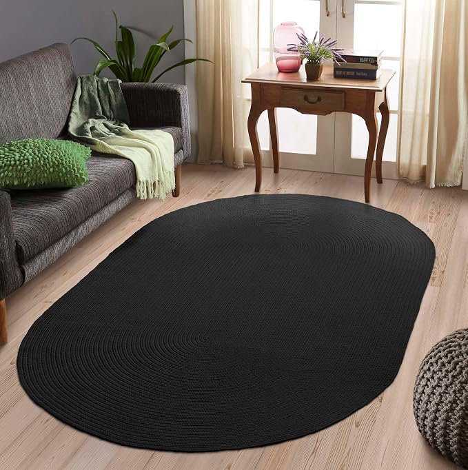 Superior Jute Oval Indoor Area Rug, Black