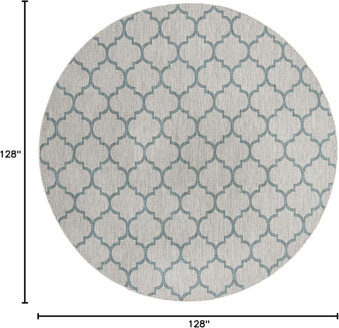 Unique Loom Outdoor Trellis Collection Area Rug - Trellis (Round 10' 8" x 10' 8", Gray/ Ivory)