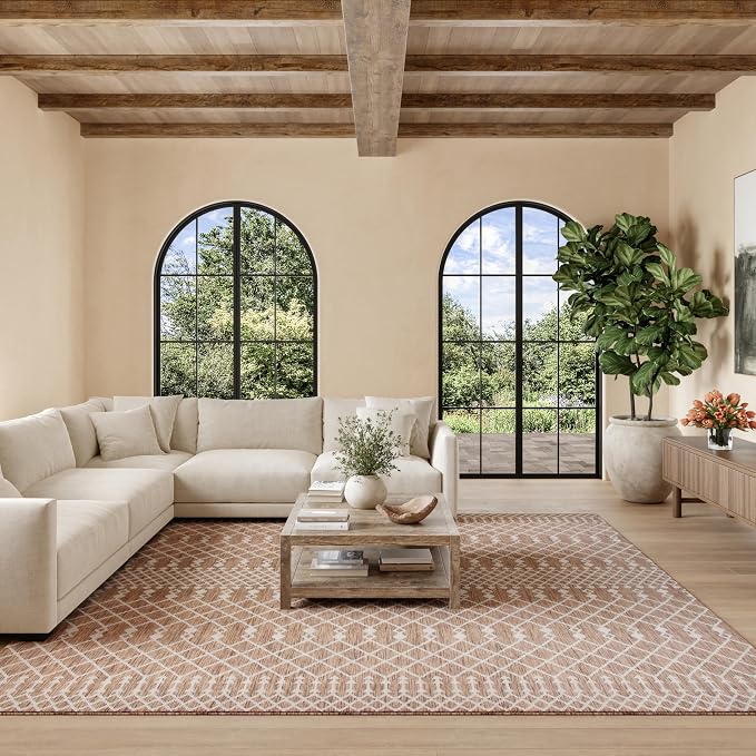 Nourison Home Positano Beige 12' x Square Area Rug - Easy Clean, Non Shedding, Bed Room, Living Room, Dining Room, Kitchen (12' x Square)