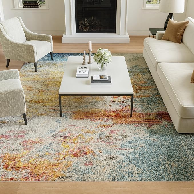 Nourison Home Celestial Sealife 7'10" x 10'6" Area Rug - Easy Clean, Non Shedding, Bed Room, Living Room, Dining Room, Kitchen (8' x 11')