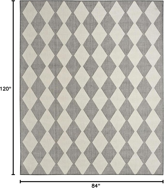 Nourison Home Positano Charcoal 7' x 10' Area Rug - Easy Clean, Non Shedding, Bed Room, Living Room, Dining Room, Kitchen (7' x 10')