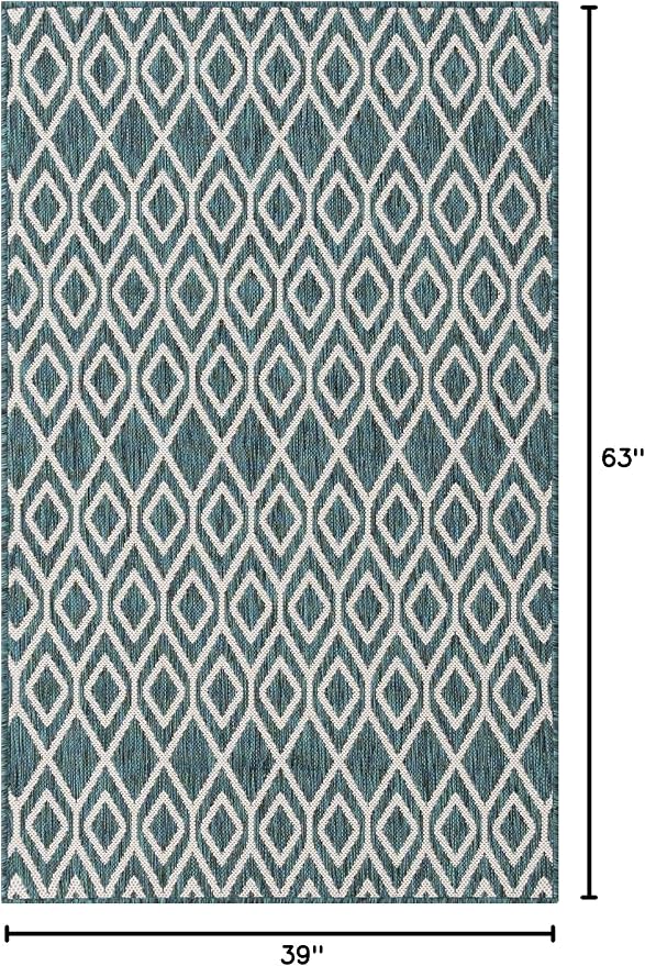 Jill Zarin Outdoor Collection Area Rug - Turks and Caicos (3' 3" x 5' 3" Rectangle Teal/Ivory)