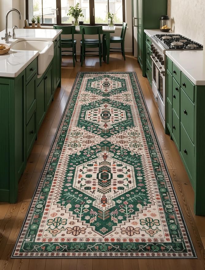 Ciicool Long Washable Runners Area Rug for Hallways,Ultra Soft 2x8ft Carpet | Oriental Non-Slip Thin Indoor Mat Vintage Entry Rugs for Kitchen Entryway Bedroom Bedside Living Room Laundry Bathroom Decor