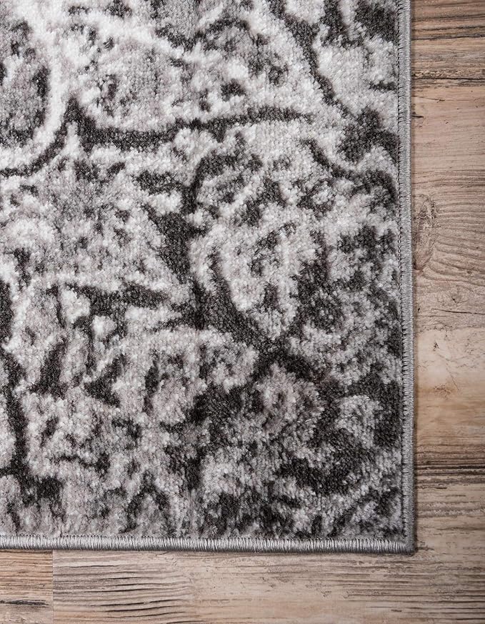 Unique Loom Sofia Collection Area Rug - Grace (3' 1" x 19' 8" Runner Dark Gray/Gray)