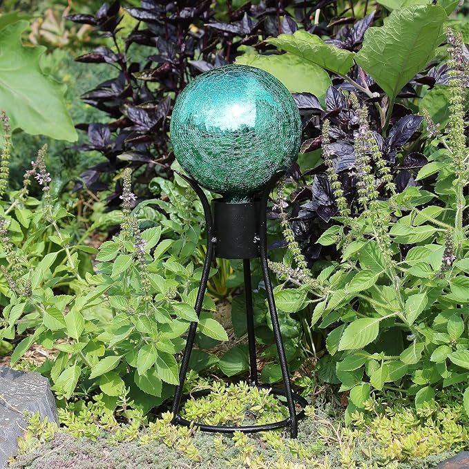 Achla Designs 6-inch Crackle Gazing Globe Ball, Emerald Green