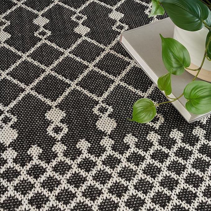 Nourison Home Positano Black 5' x 7' Area Rug - Easy Clean, Non Shedding, Bed Room, Living Room, Dining Room, Kitchen (5' x 7')