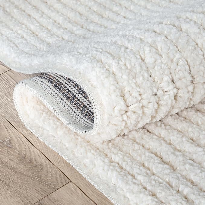 Well Woven Allie Ivory Squares Geometric Runner Rug 2x7 (2'3" x 7'3" Runner) - Soft High-Low Design for Hallway & Entryway