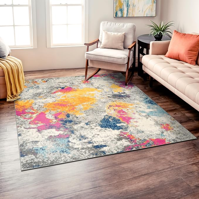 Rugshop Sky Collection Modern Abstract Square Area Rug 6'6" x 6'6" Multi