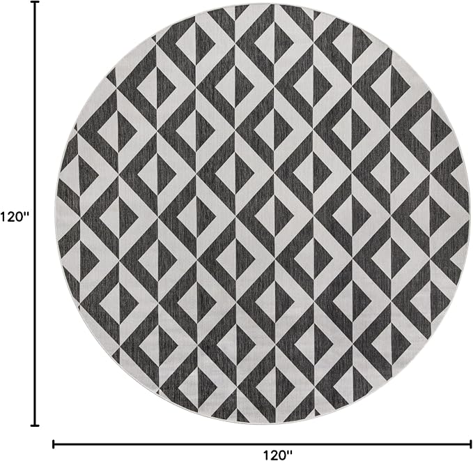Jill Zarin Jill Zarin Outdoor Collection Area Rug - Napa (10' Round Charcoal Gray/Ivory)