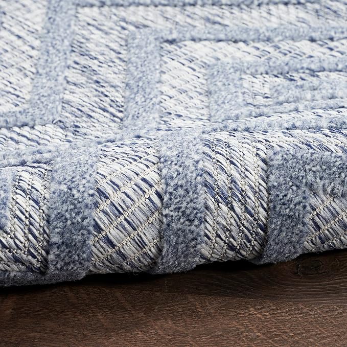 Nourison Home Versatile Denim Blue 4' x 6' Area Rug - Easy Clean, Non Shedding, Bed Room, Living Room, Dining Room, Kitchen (4' x 6')