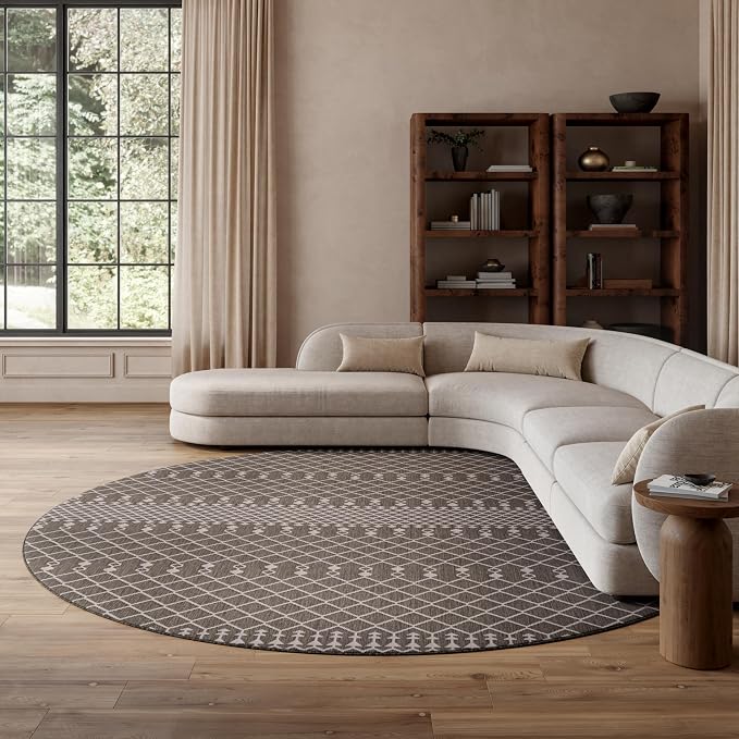 Nourison Home Positano Charcoal 10' x Round Area Rug - Easy Clean, Non Shedding, Bed Room, Living Room, Dining Room, Kitchen (10' x Round)