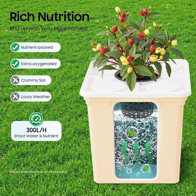 DWC Hydroponic System, 3-Gallon 5 Buckets Deep Water Culture, Recirculating Drip Garden System with Submerged Pump for Growing Vegetables, Hydroponics Grow Kit for Indoor/Outdoor Leafy Vegetables