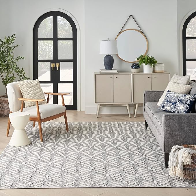 Nourison Home Aloha Grey 3'6" x 5'6" Area Rug - Easy Clean, Non Shedding, Bed Room, Living Room, Dining Room, Kitchen (4' x 6')
