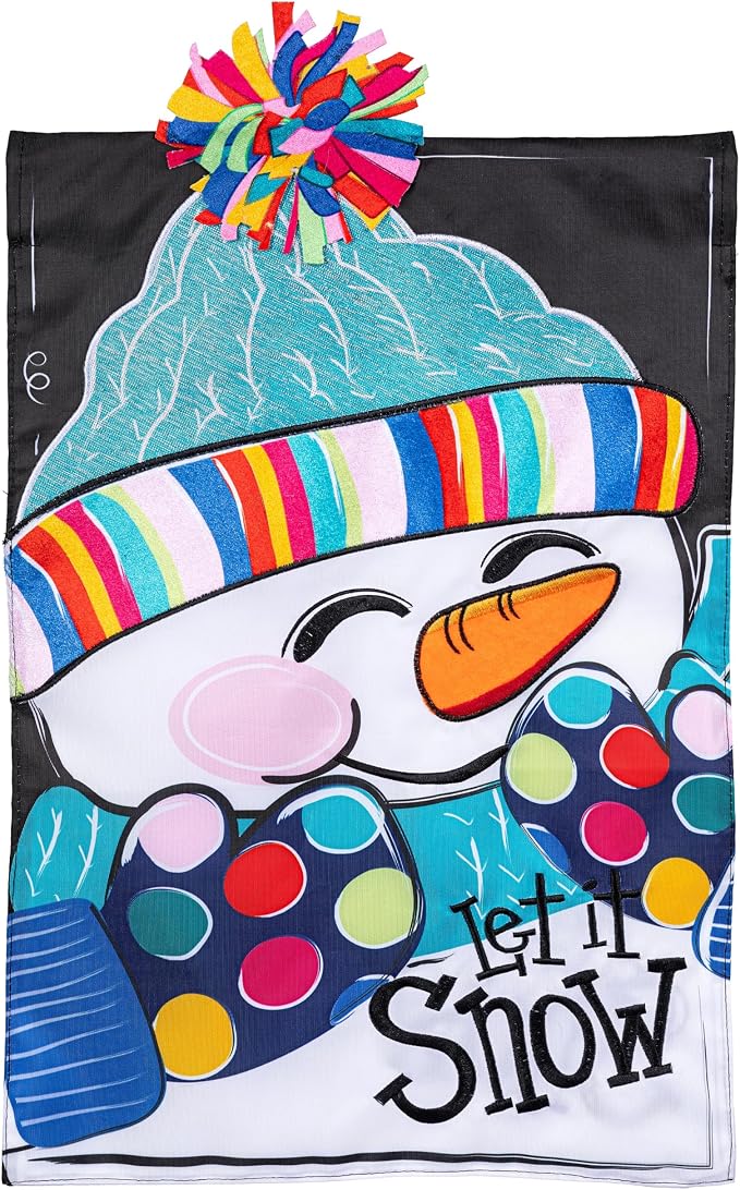 Evergreen Let It Snow-Man Garden Flags 12"x18" Double Sided, Welcome Flags for Outside, Winter Yard Flags, Christmas Decorations for Home, Porch, Yard