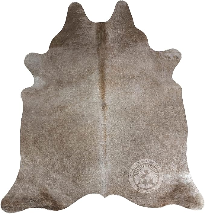 Sunshine Cowhides 100% Genuine Taupe Cowhide Rug - Modern Style Animal Skin Rug & Floor Carpet for Living Room, Bedroom, Kitchen & More - Extra Large (6x7-8 Ft.)