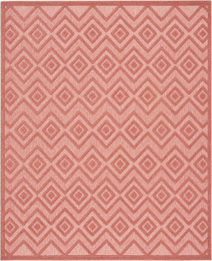 Nourison Home Versatile Coral Orange 7' x 10' Area Rug - Easy Clean, Non Shedding, Bed Room, Living Room, Dining Room, Kitchen (7' x 10')