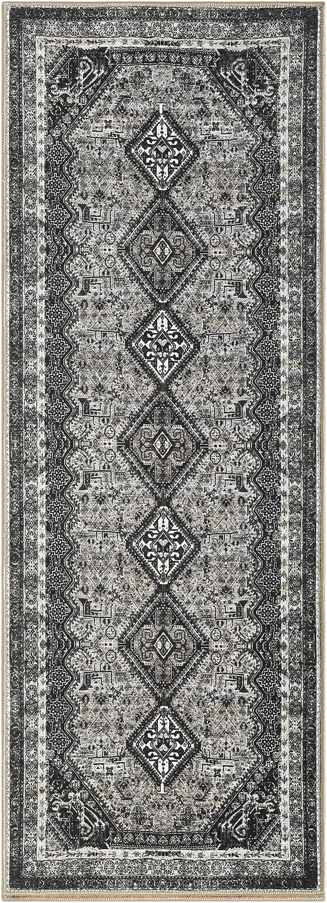 Keen Home Design Vintage Washable Runner Rug, Non-Slip Low Pile, 2x7 | Machine Washable Cotton Chenille, 0.25In Low Pile, Rubber Non-Slip Back; Kitchen, Hallway, Bathroom, Laundry Room