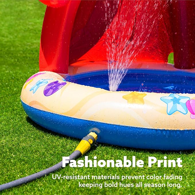 Sloosh Baby Pool Toddler Sprinkler, Crab Splash Pool with Canopy, Baby Wading Pool Inflatable Sprinkler for Learning, Children’s Water Pool Toys, Inflatable Kiddie Pool for Outdoor Summer Water