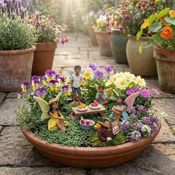 PRETMANNS Fairies for Fairy Garden – Cute Accessories for an Outdoor Miniature Garden – Fairy Figurines Kit - 9 Colorful & Beautifully Crafted Pieces