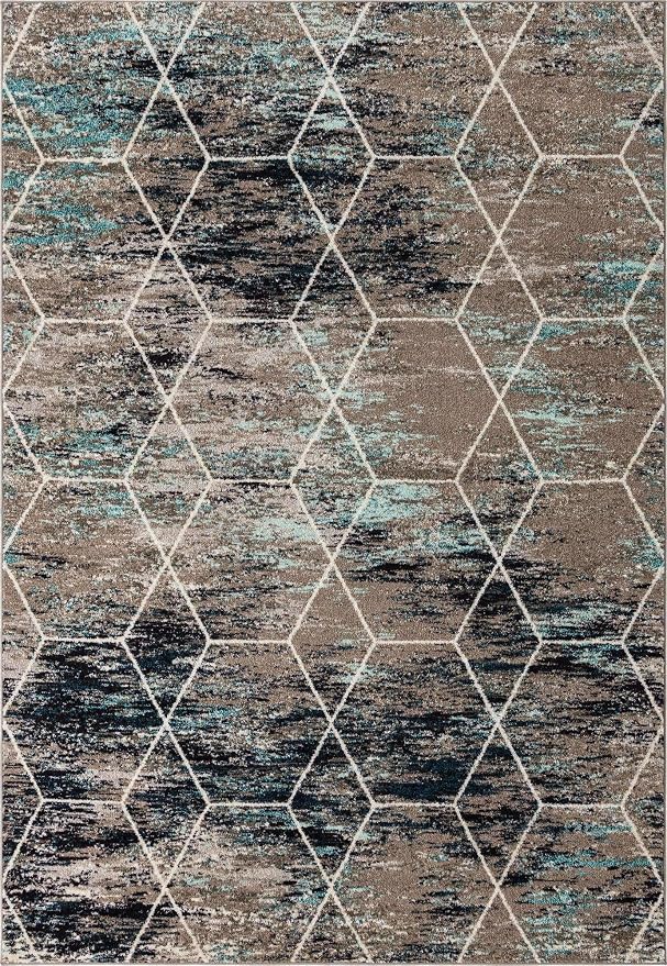 Unique Loom Trellis Frieze Collection Area Rug - Geometric (7' x 10', Blue Multi/ Ivory)