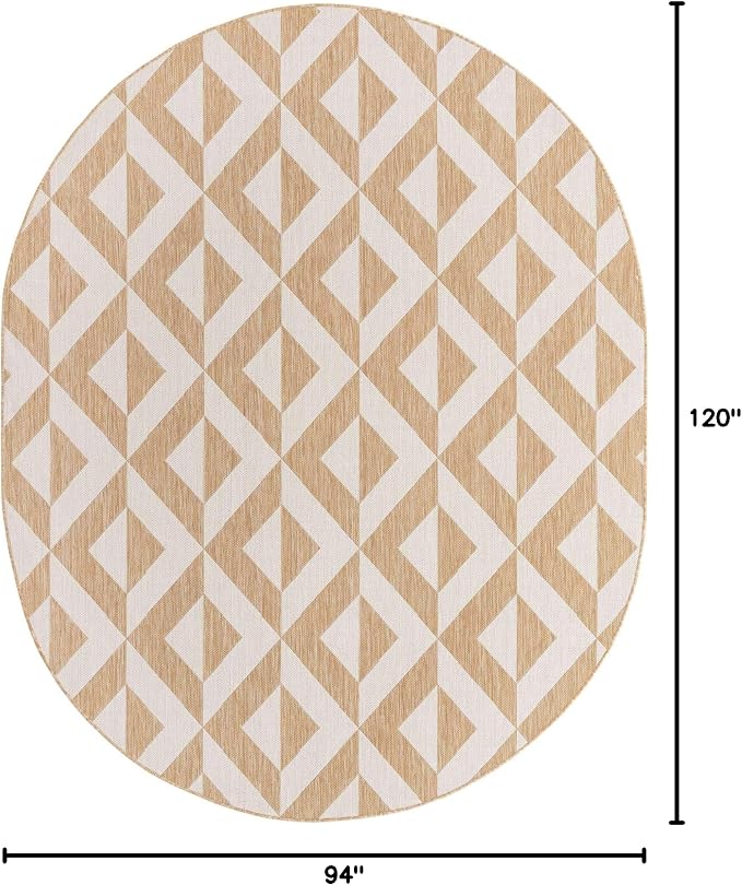 Unique Loom Outdoor Collection Area Rug - Napa (7' 10" x 10' Oval, Beige/ Brown)
