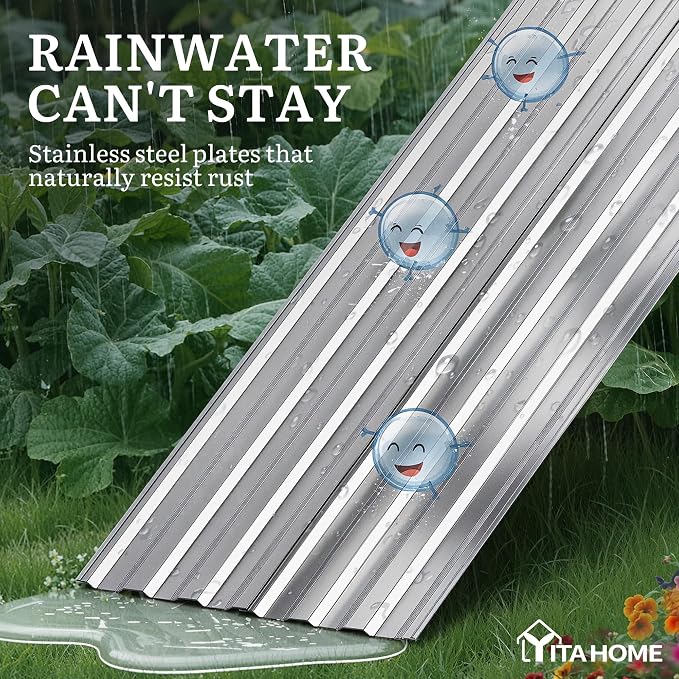 YITAHOME 2pcs 6x3x2ft Galvanized Raised Garden Bed, Metal Planter Box with Safety Rubber, Gloves, Outdoor Flower Bed for Planting Plants Vegetables, Silver