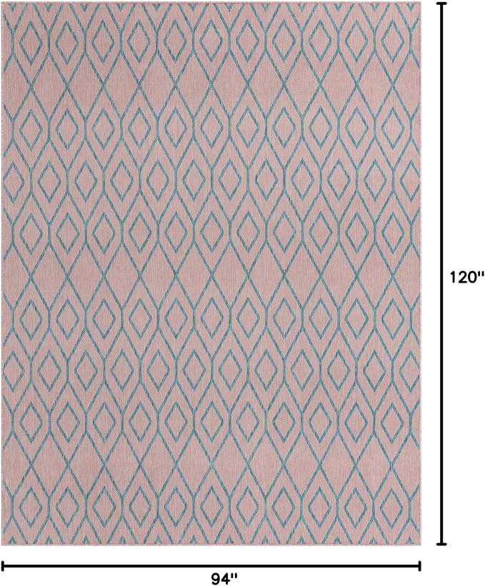 Jill Zarin Outdoor Collection Area Rug - Turks and Caicos (7' 10" x 10' Rectangle Pink and Aqua/Light Blue)