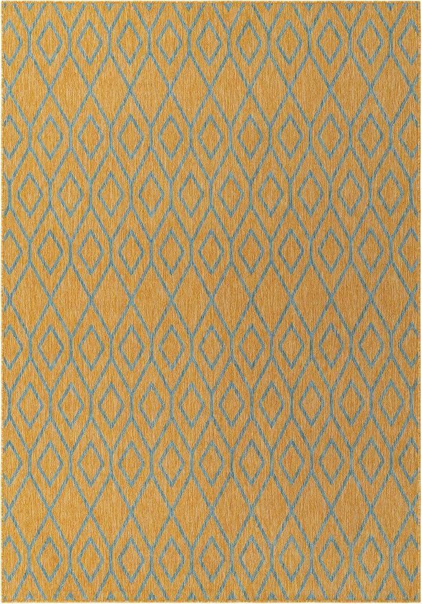 Jill Zarin Outdoor Collection Area Rug - Turks and Caicos (7' x 10' Rectangle Yellow and Aqua/Light Blue)