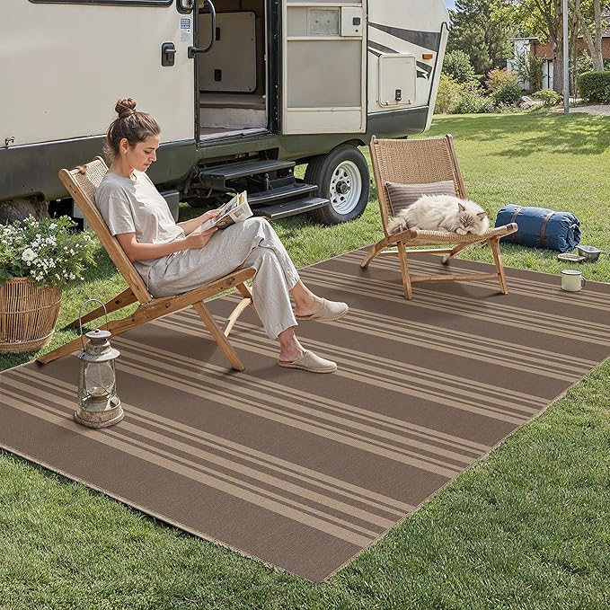 PureCozy Striped Easy Jute Rug 3x5 Nature Entryway Carpet Washable Non Slip Office Door Mat Farmhouse Neutral Non Shedding Small Indoor Outdoor Rug for Bathroom Kitchen Bedroom Living Room