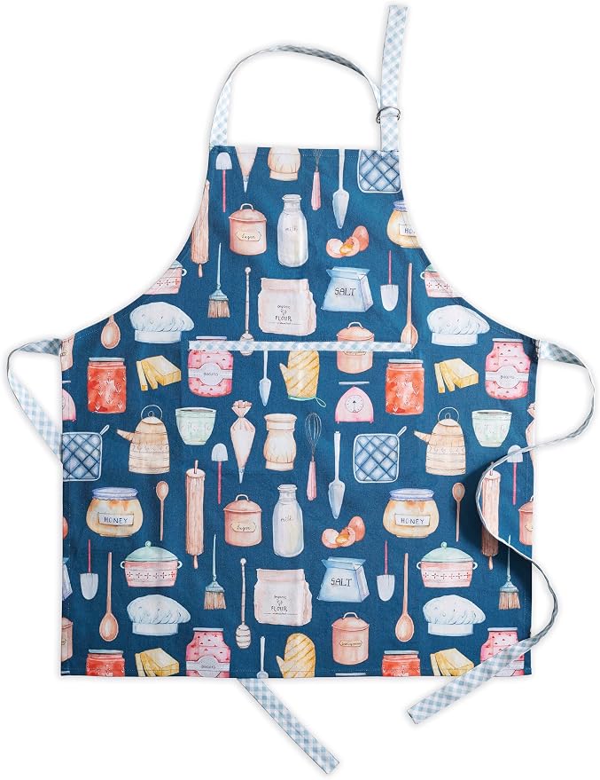 Maison d' Hermine Aprons for women with Pocket 100% Cotton (27.50"x31.50") | Adjustable Neck Strap & long ties Apron Men Chef Wedding Cooking Gardening Server Maid