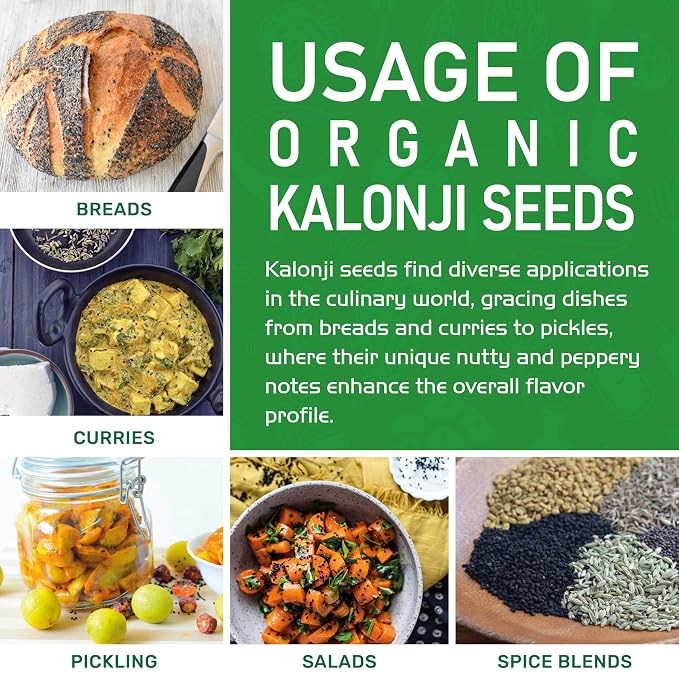 Organic Kalonji Seeds 1.5 LB - Whole Black Seed, Nigella Sativa, Black Cumin - from Jiva Organics