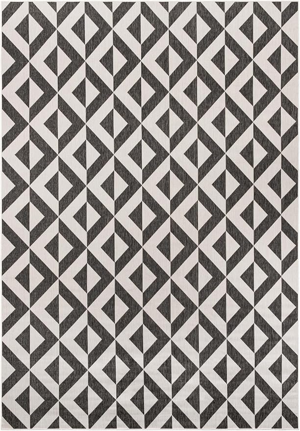 Jill Zarin Jill Zarin Outdoor Collection Area Rug - Napa (10' x 14' 1" Rectangle Charcoal Gray/Ivory)