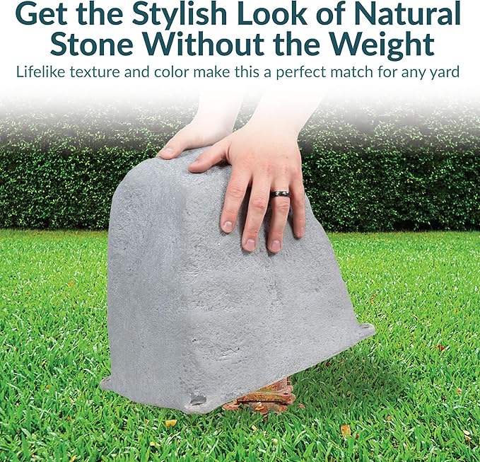 Sunnydaze 11” H Small Faux Landscape Rock Cover - Lightweight Polyresin Fake Rock Well Pump Cover for Outside – Realistic Natural Texture – Gray