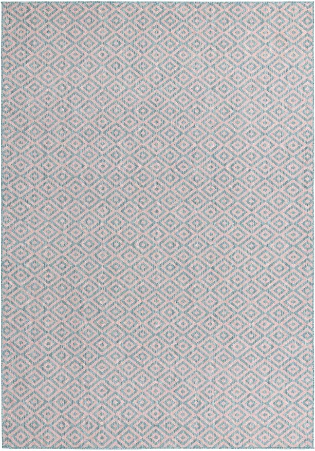 Unique Loom Jill Zarin Jill Zarin Outdoor Collection Area Rug - Costa Rica (7' 1" x 10' Rectangle, Pink and Aqua/Light Blue)