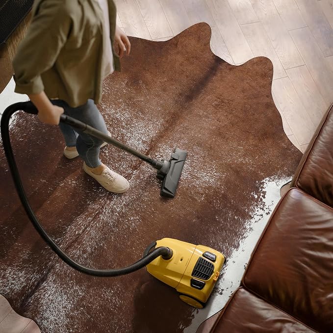 AROGAN 8x10 Faux Cowhide Rug, Cow Print Large Animal Hide Rug Deep Brown | Premium Cow Hide Carpet, Western Rug for Bedroom Living Room Decor, Durable Faux Cow Skin Cowhide Area Rug