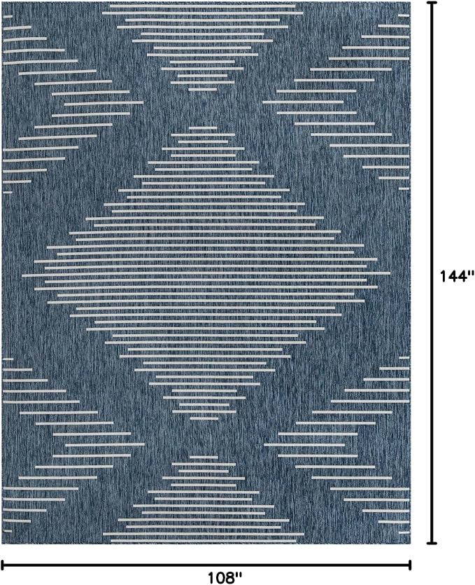 Unique Loom Outdoor Modern Collection Area Rug - Tambor (9' x 12' Rectangle, Blue/ Ivory)