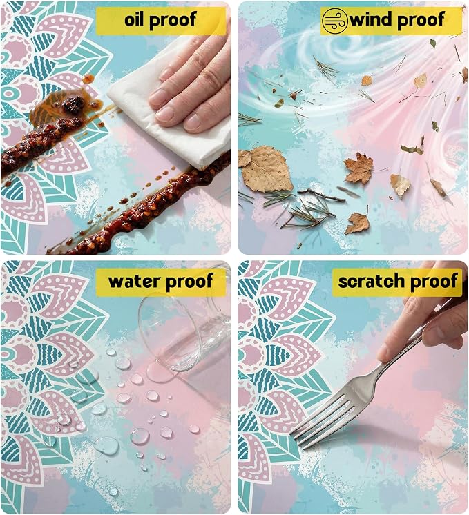 Picnic Table Cover with Bench Covers Waterproof Elastic Rectangle Reusable Folding Tablecloth Mantelería Manteles Camping Essentials Rv Car Travel Supplies Table Cloth Outdoor Road Trip Camper Gifts