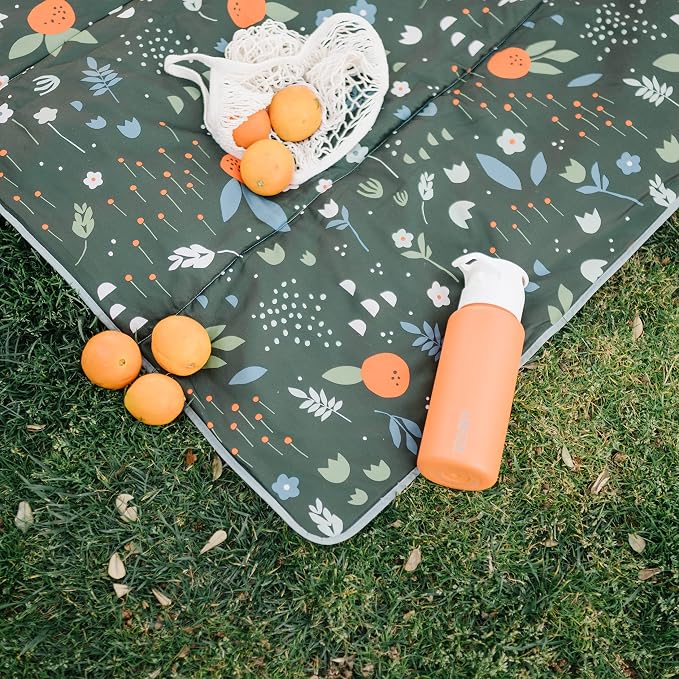 RED ROVR Large Indoor/Outdoor Adventure Blanket |for Parks, the Beach and Indoor activites |Compact with Shoulder Strap & Pocket (Orange Blossom)