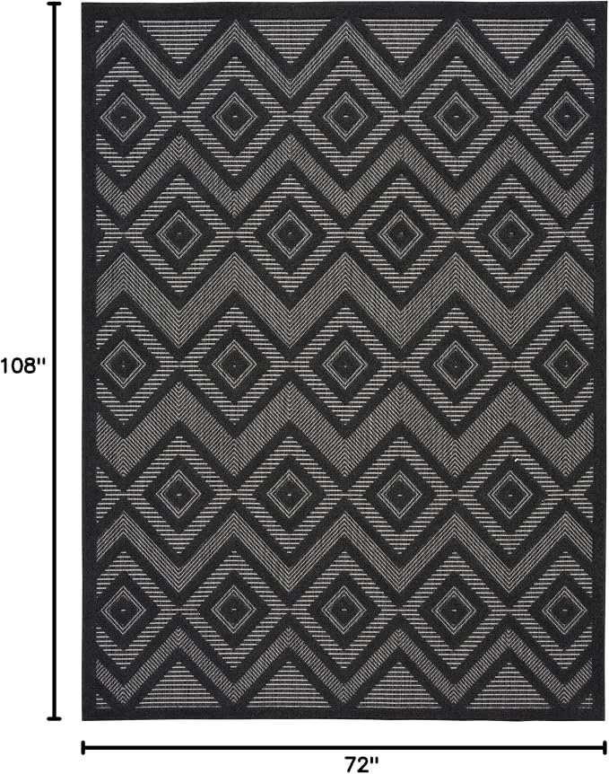 Nourison Home Versatile Charcoal Black 6' x 9' Area Rug - Easy Clean, Non Shedding, Bed Room, Living Room, Dining Room, Kitchen (6' x 9')