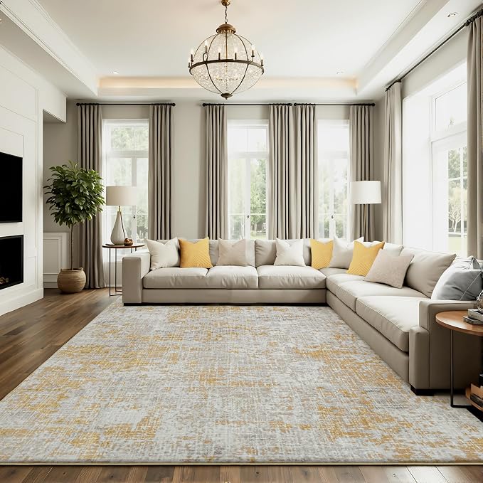 ILANGO Area Rug 8x10 ft for Living Room Bedroom Machine Washable Rugs with Non Slip Backing High Traffic Indoor Carpet for Dining Room Dorm Non-Shedding & Fade Resistant Modern Rugs